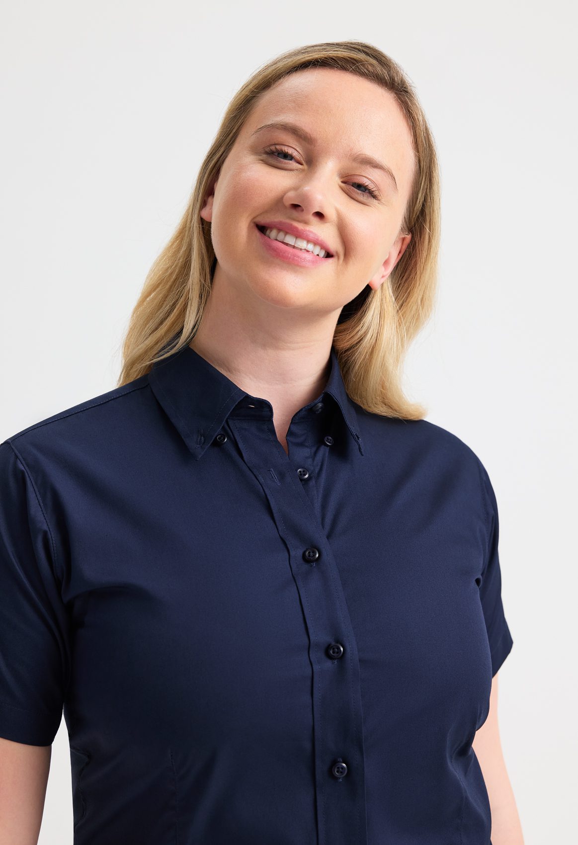 Ladies Pinpoint Oxford Half Sleeve Shirt